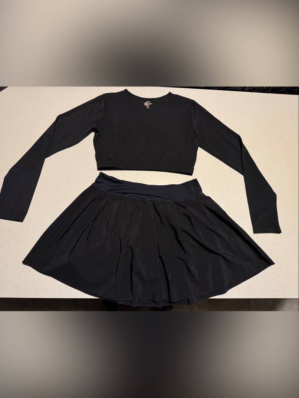 Classic Black Cheer Crop Top & Skirt Set
